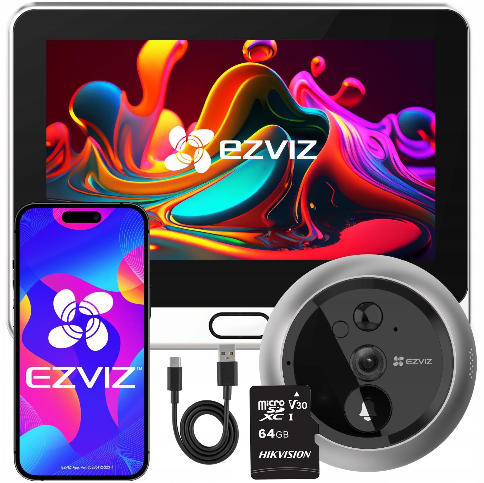 Ezviz DP2 2K dotykový WiFi hľadáčik s kamerou Sd karta 64 Gb