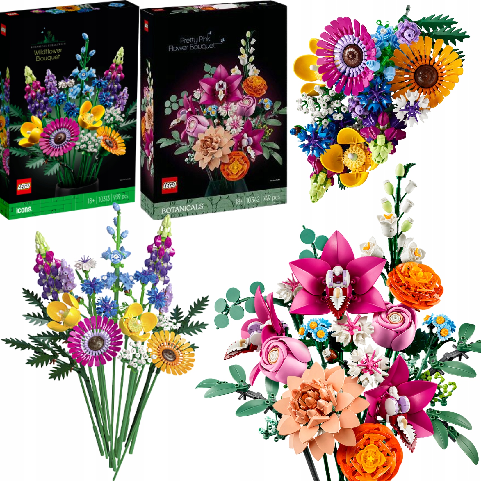 Sada kostek Lego Květiny Kytice polních květin Růžové květy Dárek