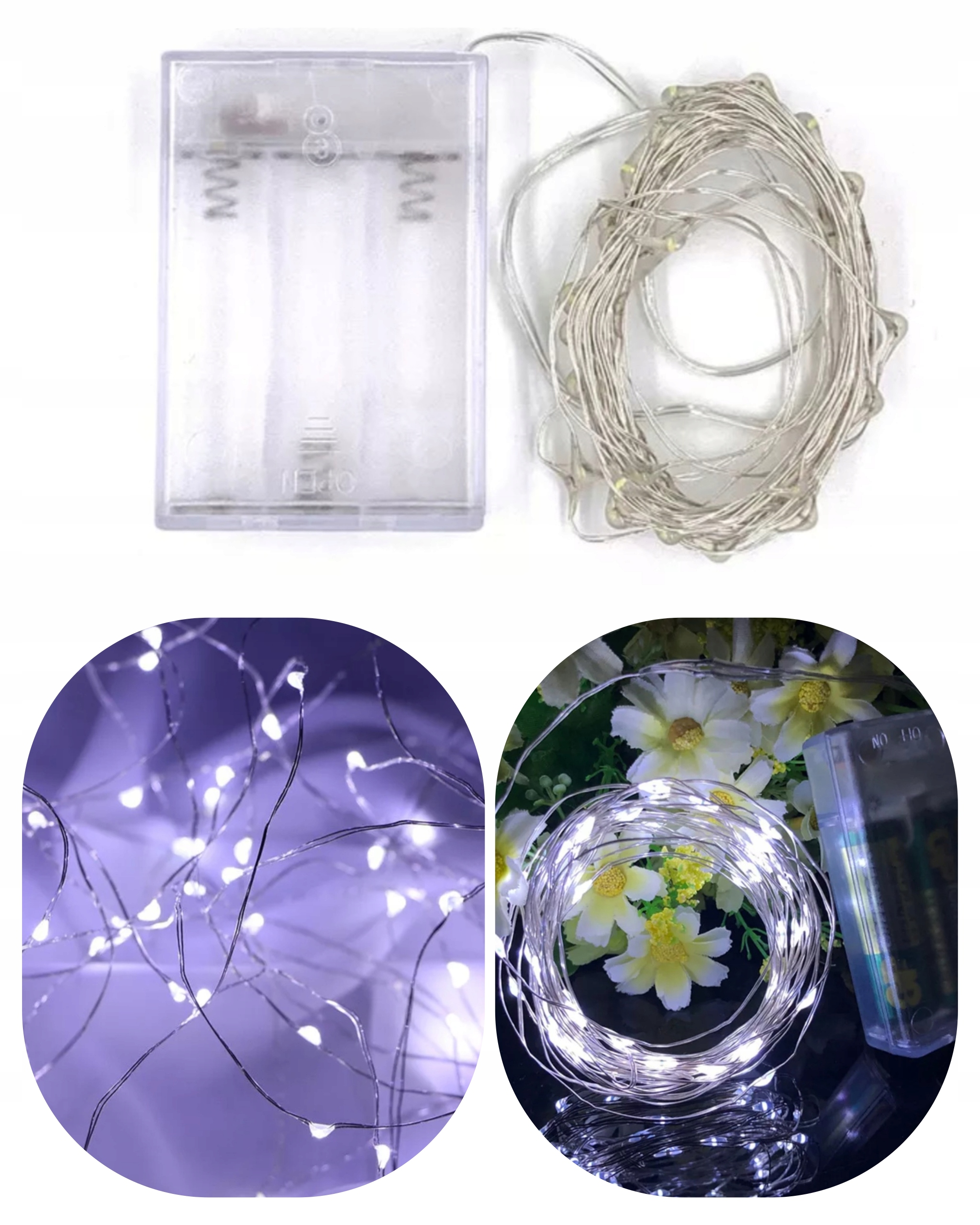 

Lampki Druciki 100 Led Na Baterie Białe Światło