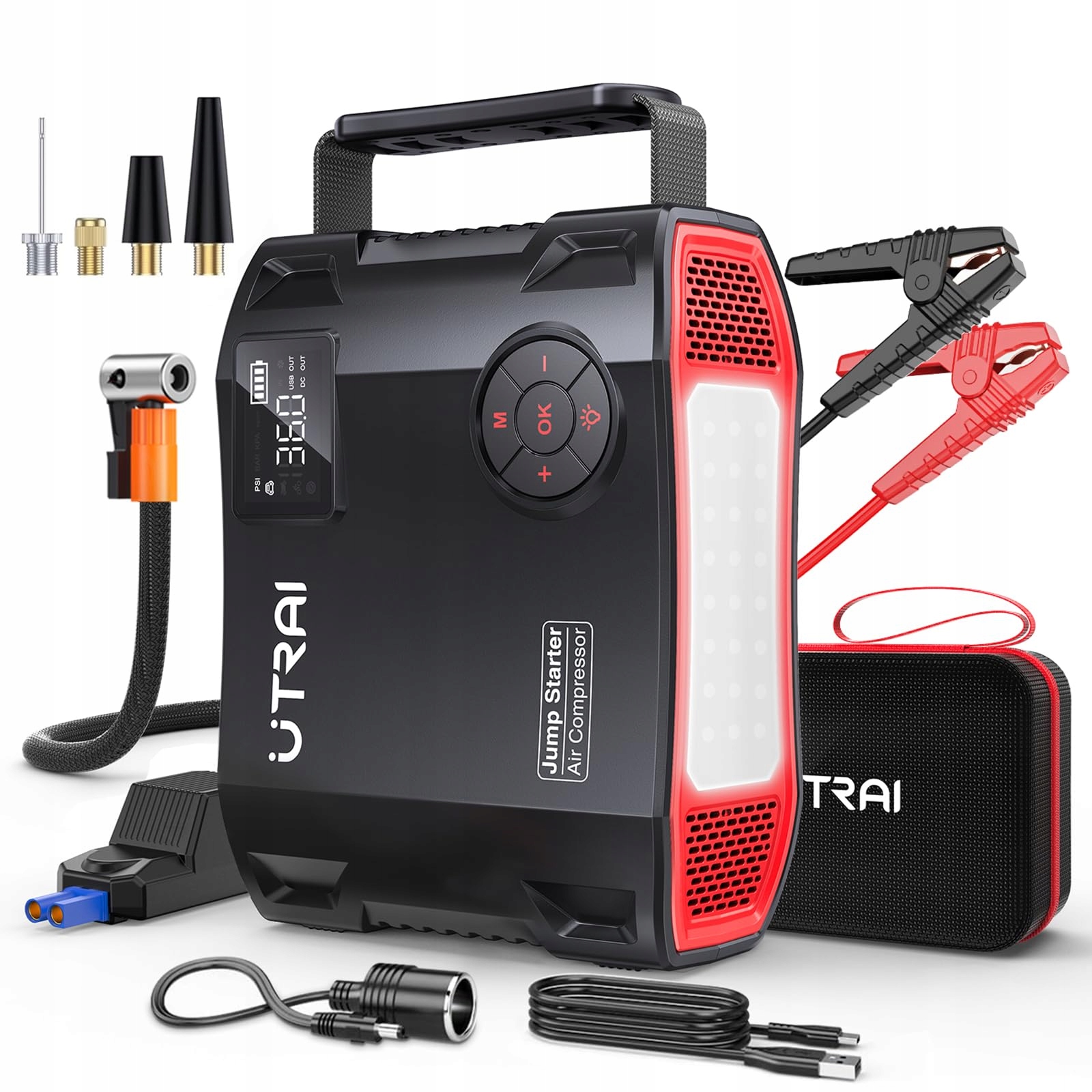 UTRAI Powerbank 7000A 27000mAh z Kompresorem i Latarką LED 1600 Lumen