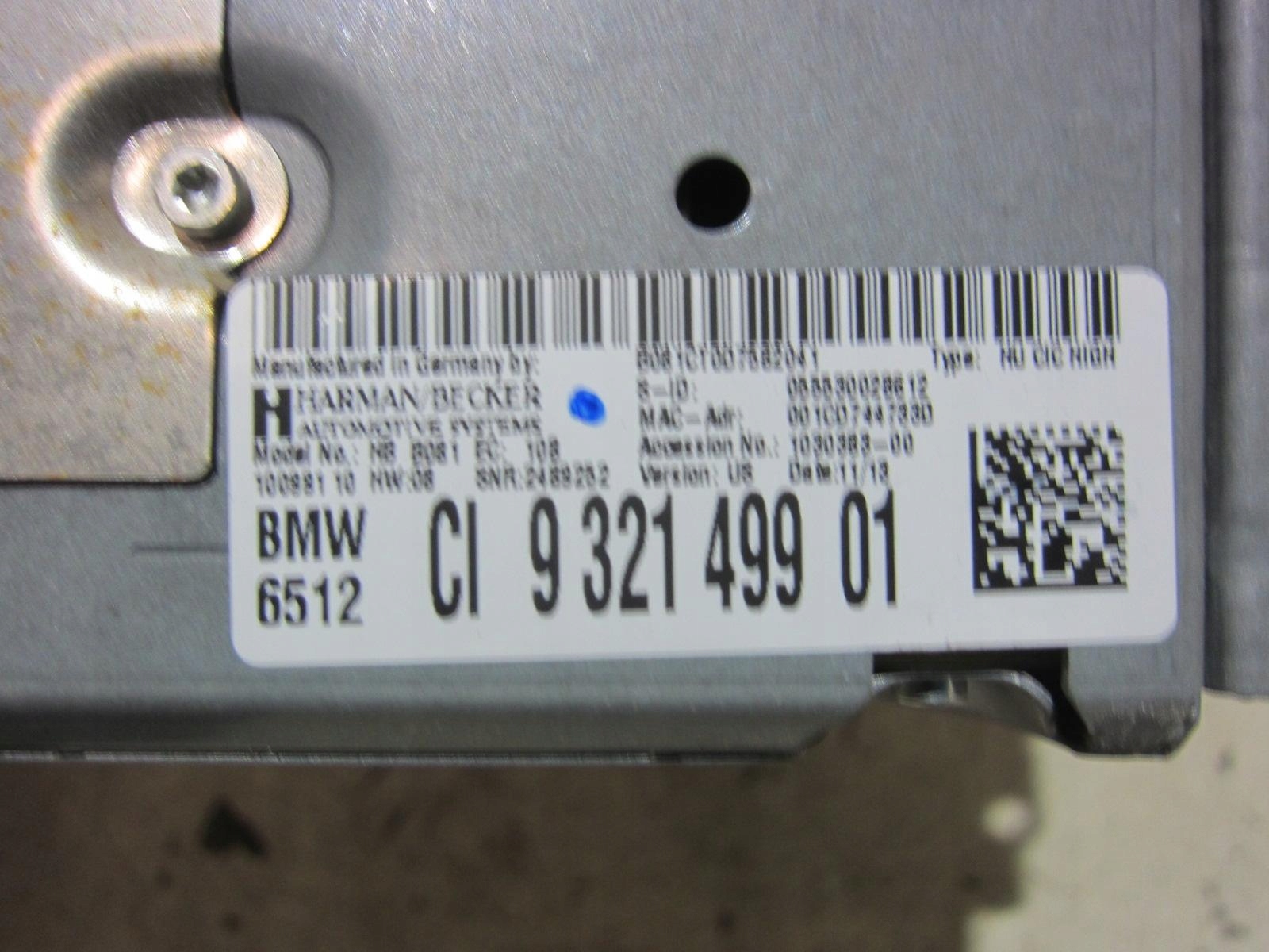BMW 3 F30 module control unit CIC player navigation devices HIGH 65129262395 9321499