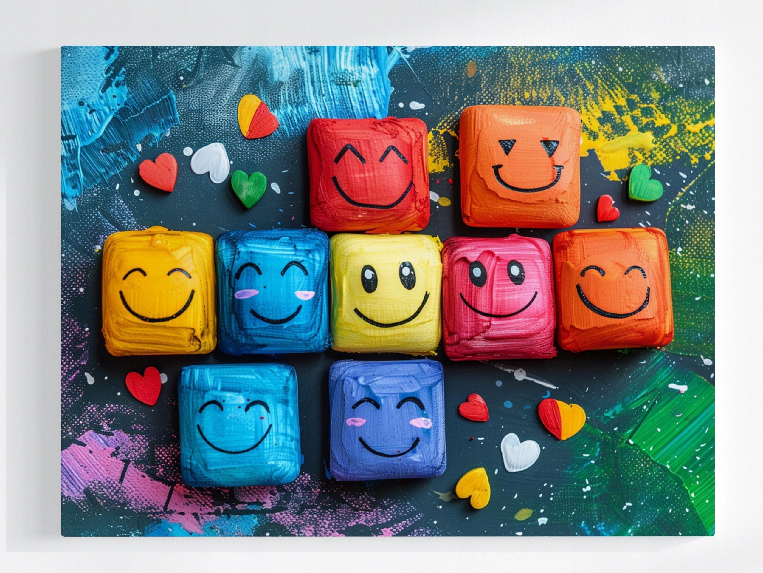 Obraz Na Plátně Canvas Emotikony Tváře Emoce Úsměv Barvy 100x75