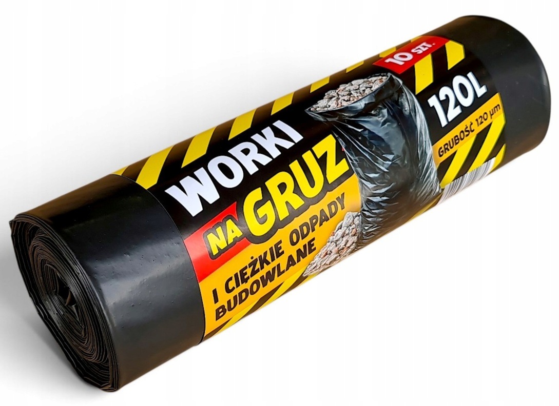 Fekete Törmelékzsák 120L építőipari Extra Erős 120um 1,5kg 10 Db