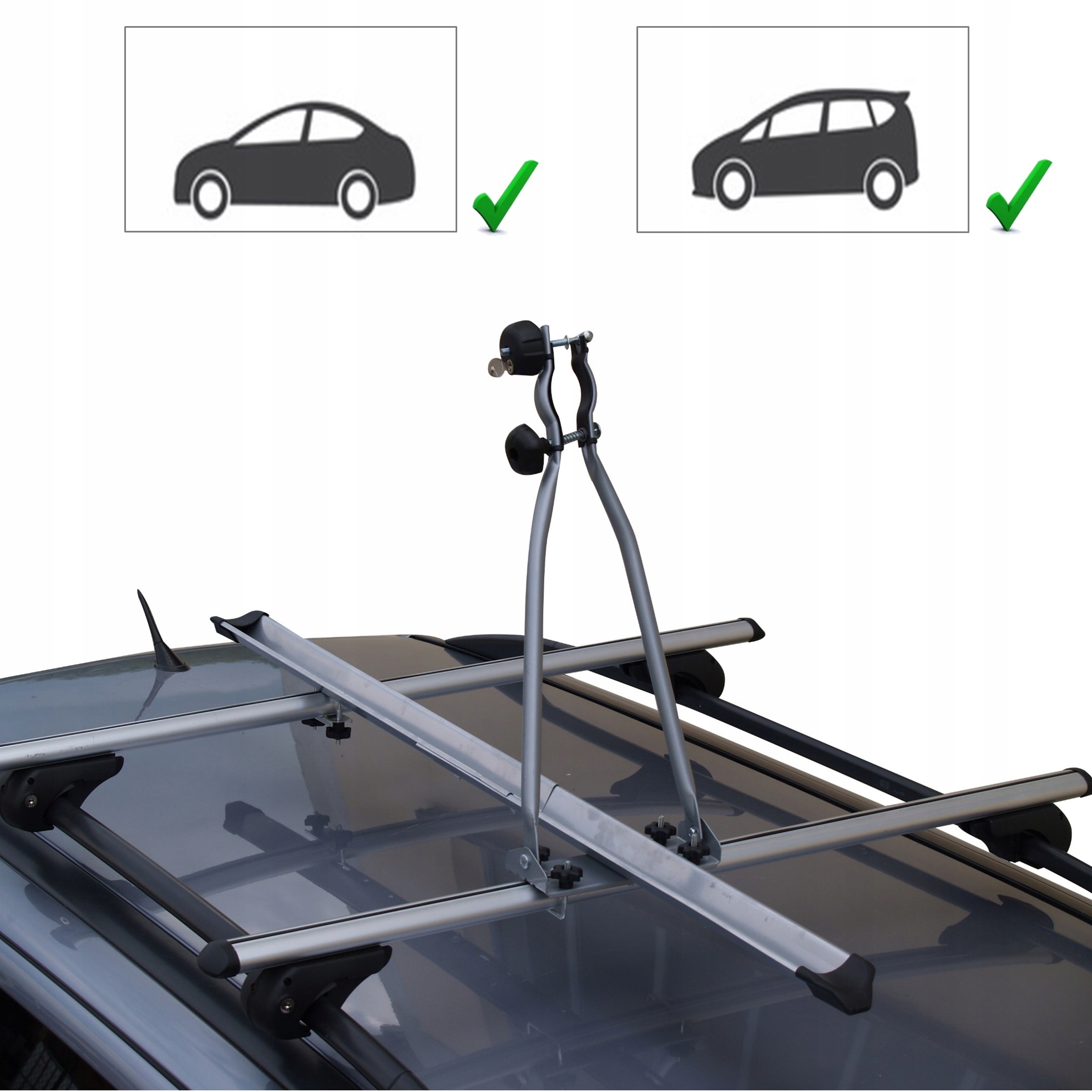 BAGAZNIK NA DACH RELINGI 4 ROWERY BRIO HUGGY LOCK Kolor srebrny