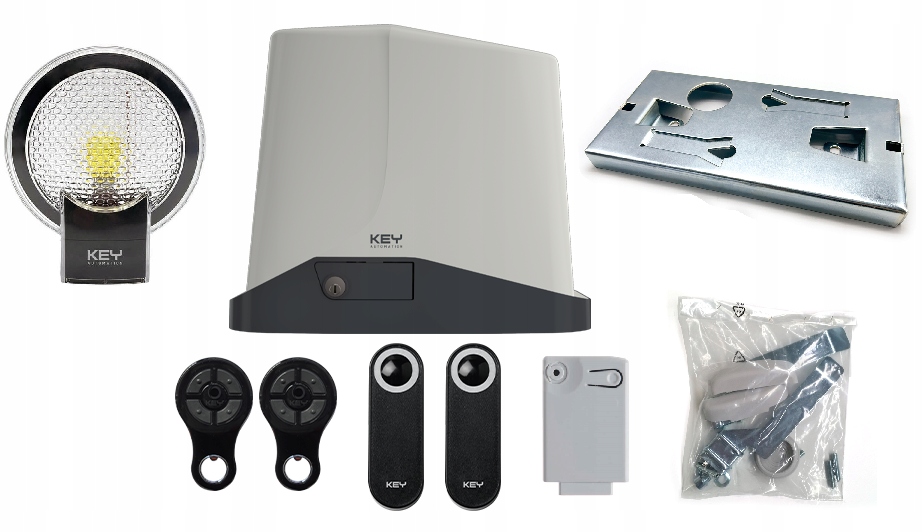 Napęd Do Bramy Przesuwnej Key Turbos 900kg 230Vac Lampa Sygnalizacyjna