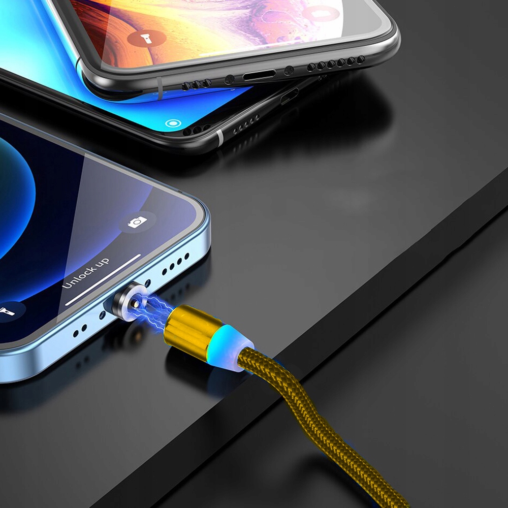 KABEL MAGNETYCZNY 3w1 DO IPHONE LIGHTNING ANDROID MICRO USB TYP-C OPLOT 1m Długość przewodu 1 m