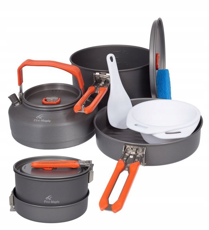 Fire Maple Zestaw Naczyń Turystycznych Garnek Patelnia Czajnik Orange