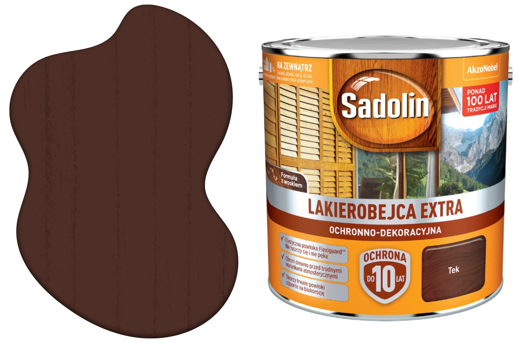 Wydajna Lazura Do Drewna Extra Ochronna Dekoracyjna Tik Teak 2,5L