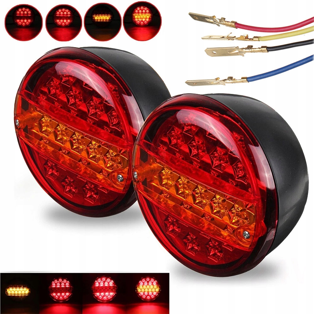 2ks Zadní Světlo Kombinované Led Diodové Světlo Přívěsu Kulaté 12/24V