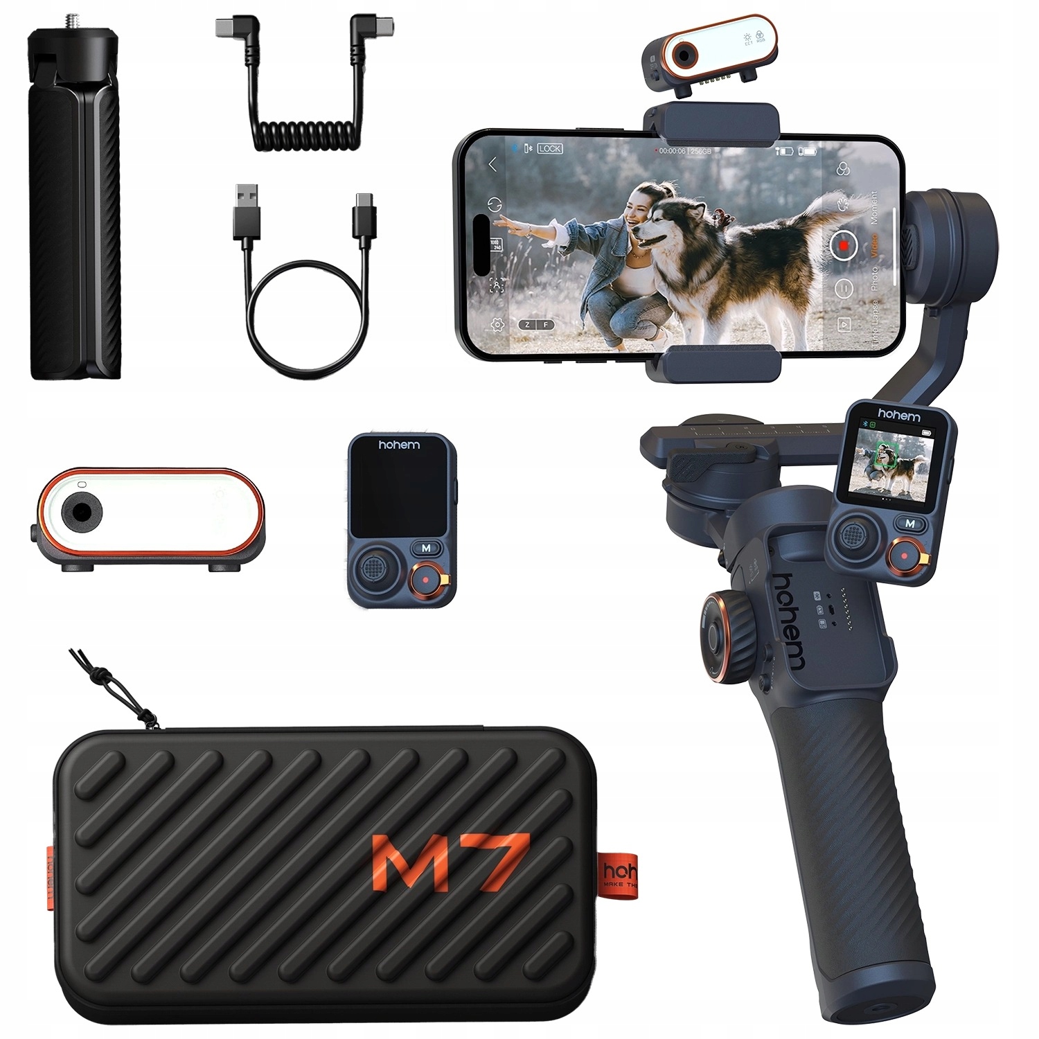 Gimbal stabilizator Hohem iSteady M7 Ai Tracker, wysięgnik, odpinany pilot