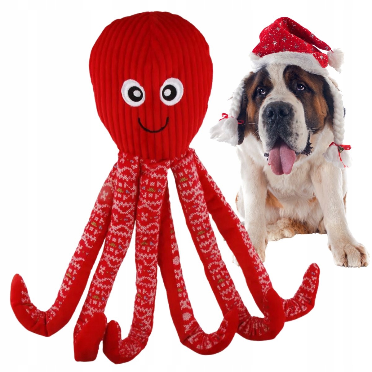 Levně Hračka pro psy Vánoční Chobotnice šustí obrovská XXL na Vánoce