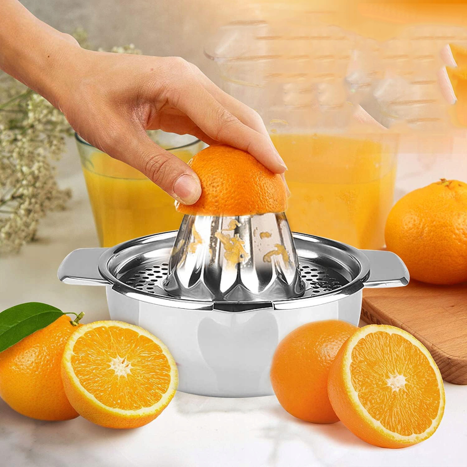 Ręczna Wyciskarka do cytrusów ze stali nierdzewnej z pojemnikiem 400ml Funkcje brak