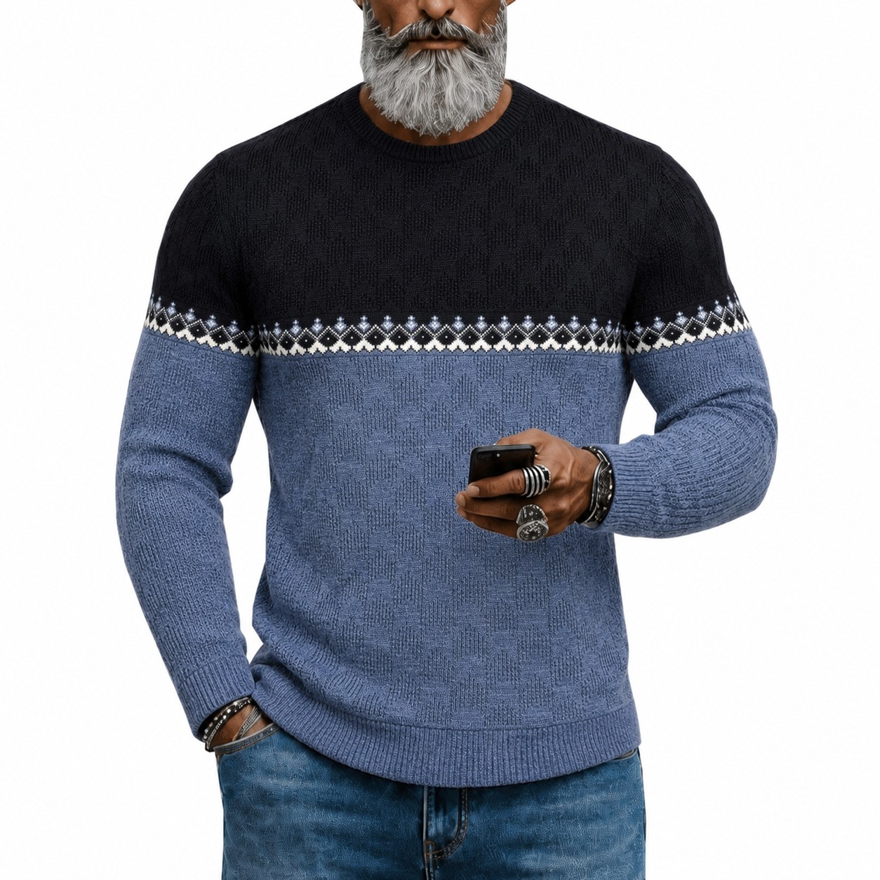 Pánský norský vánoční svetr Slim Fit, elastický