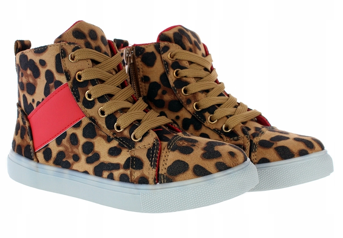 BOTKI BUTY SPORTOWE DZIECIĘCE W PANTERKĘ ZAPINANE NA ZAMEK 6367 roz. 34