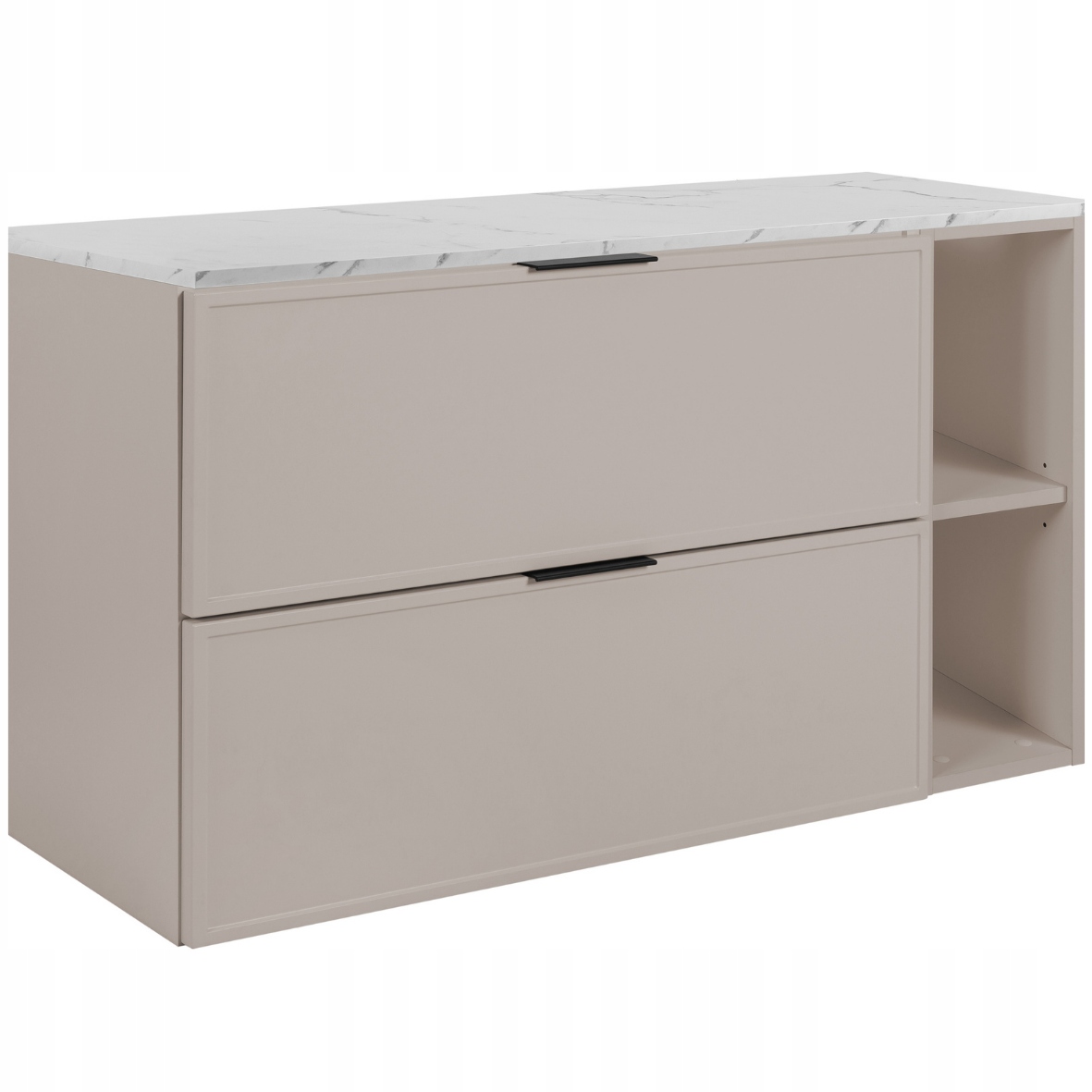 Koupelnová skříňka Závěsná sada Regál Kašmír Bílý 80 Rámeček Mramorová deska