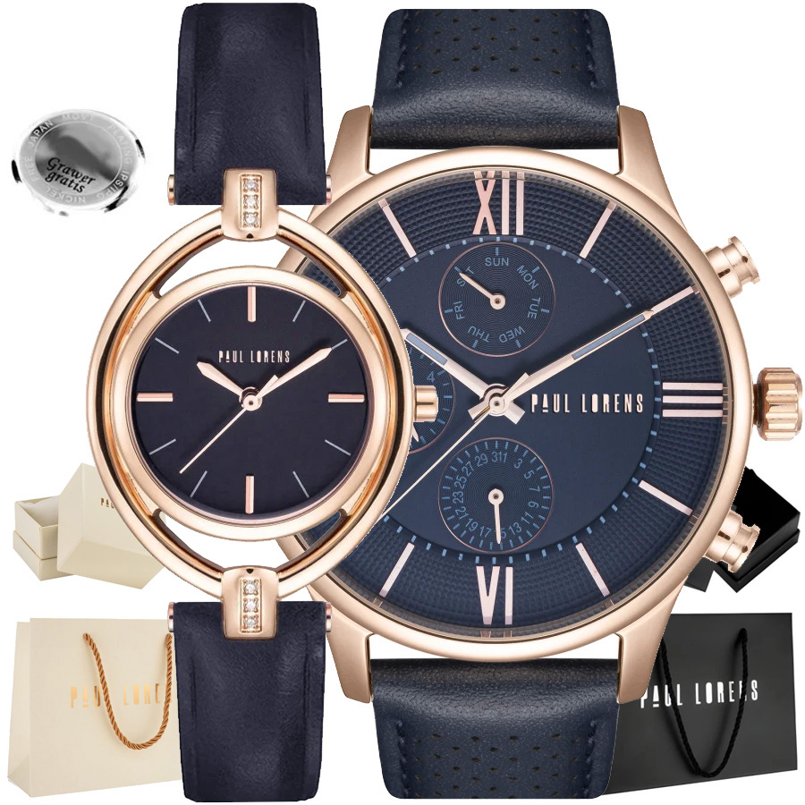 Sada hodinek pro páry Paul Lorens Savrese/selena kožená Gravírování