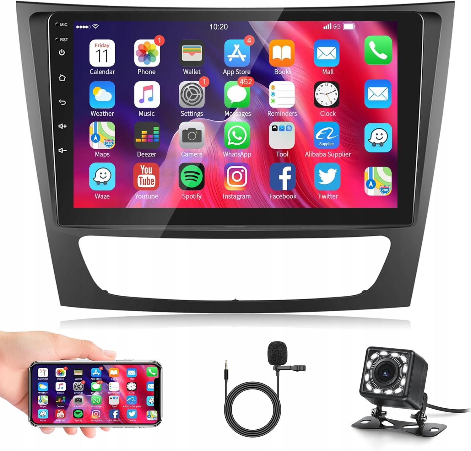 1G 32G Android 13 Autoradio 2 Din pro Mercedes Ben