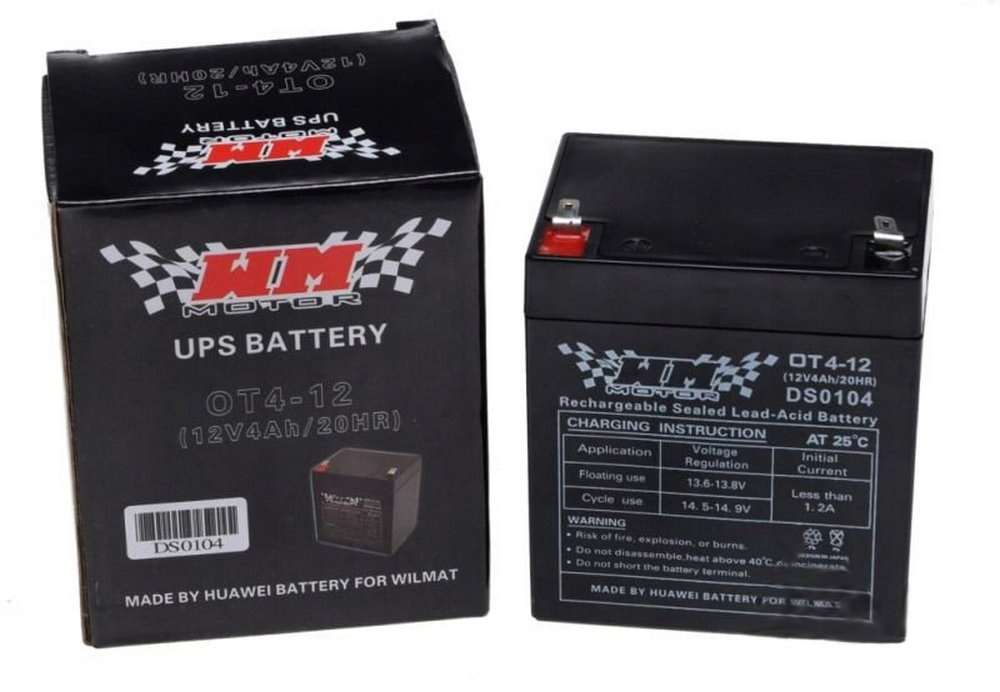AKUMULATOR ŻELOWY 4Ah WM MOTOR 12 VOLT OT4-12