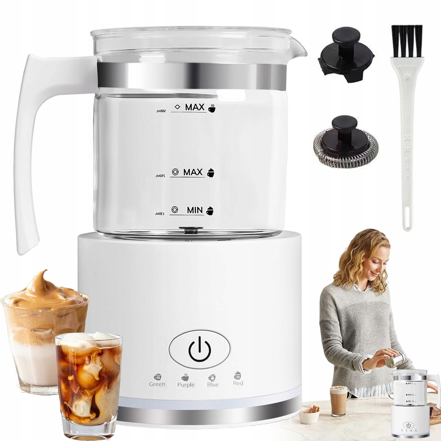 Napěňovač Mléka S Ohřívačem, 4 Režimy Napěnění Mléka 600 W, 500 ML