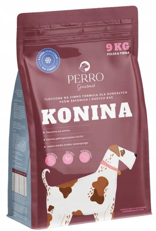 Perro sucha karma dla psa Konina 9 kg tłoczona na zimno średnie duże rasy