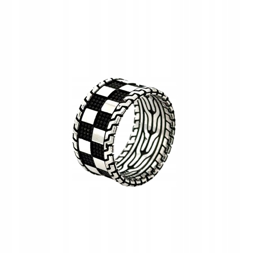 Pánský stříbrný prsten šachovnice