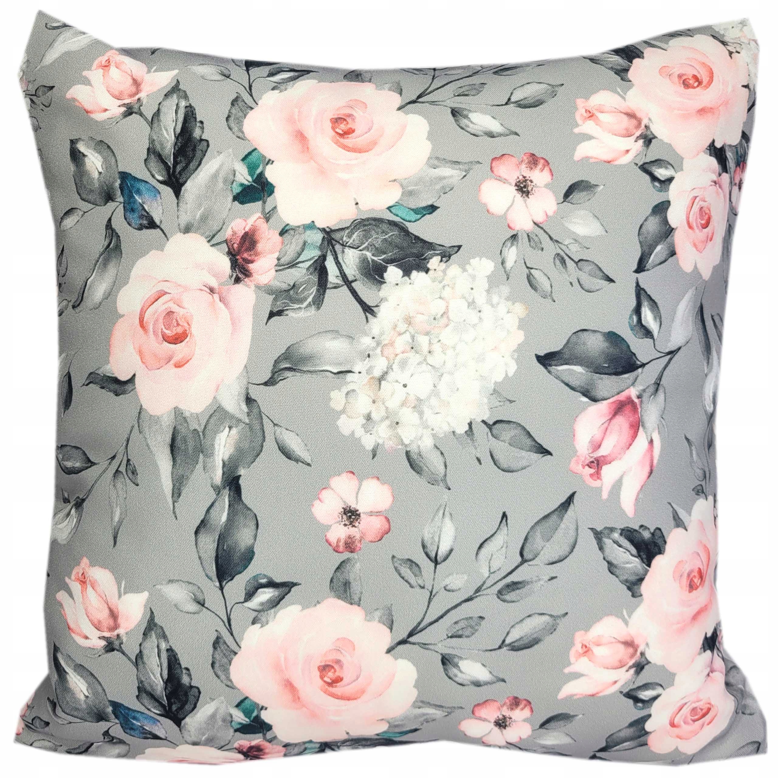

Poszewka Na Poduszkę 45x45 Dekoracyjna Kwiaty Grey