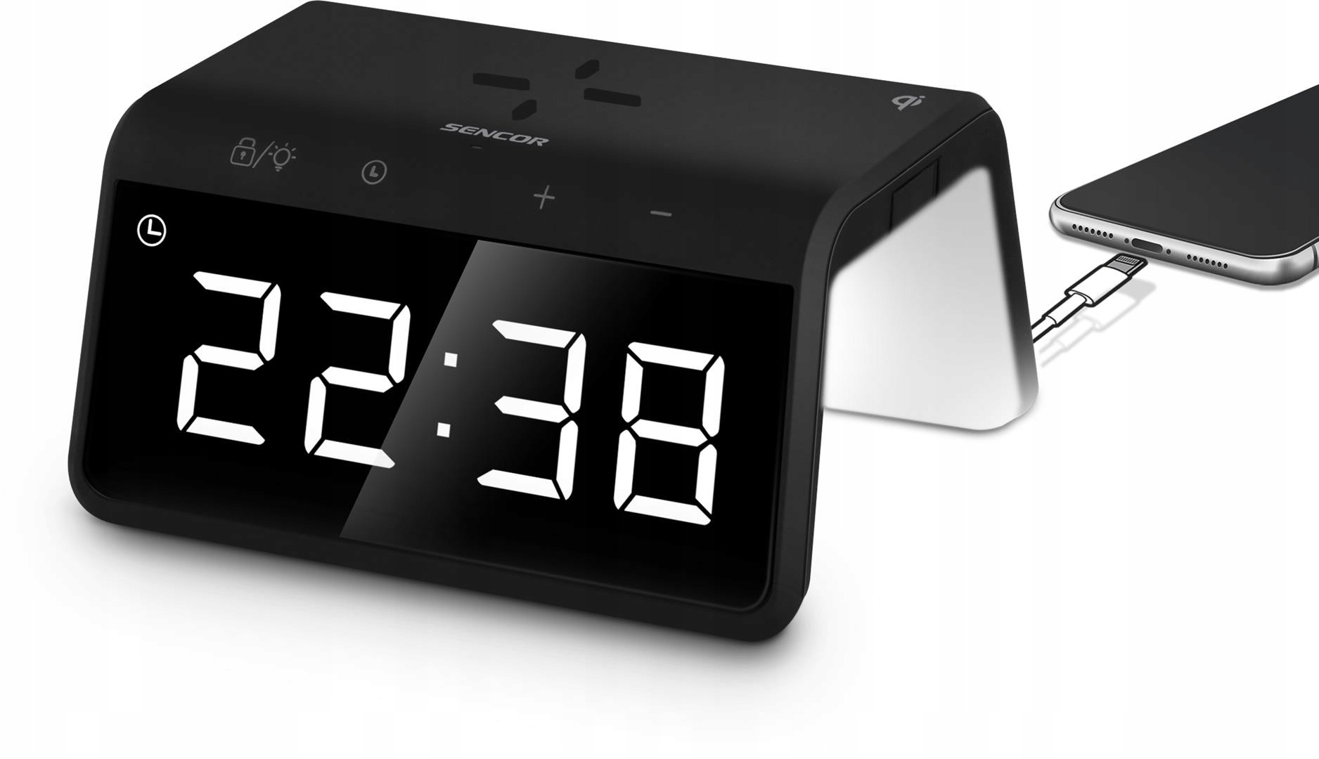 Cyfrowy Zegar + Ładowarka Bezprzewodowa SDC 7900 Szerokość całkowita 14.1 cm