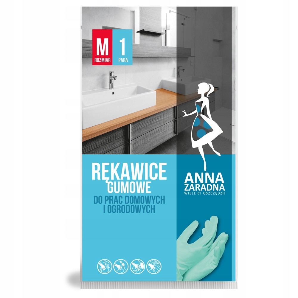 

Anna Zaradna Rękawice Gumowe do Prac Domowych M