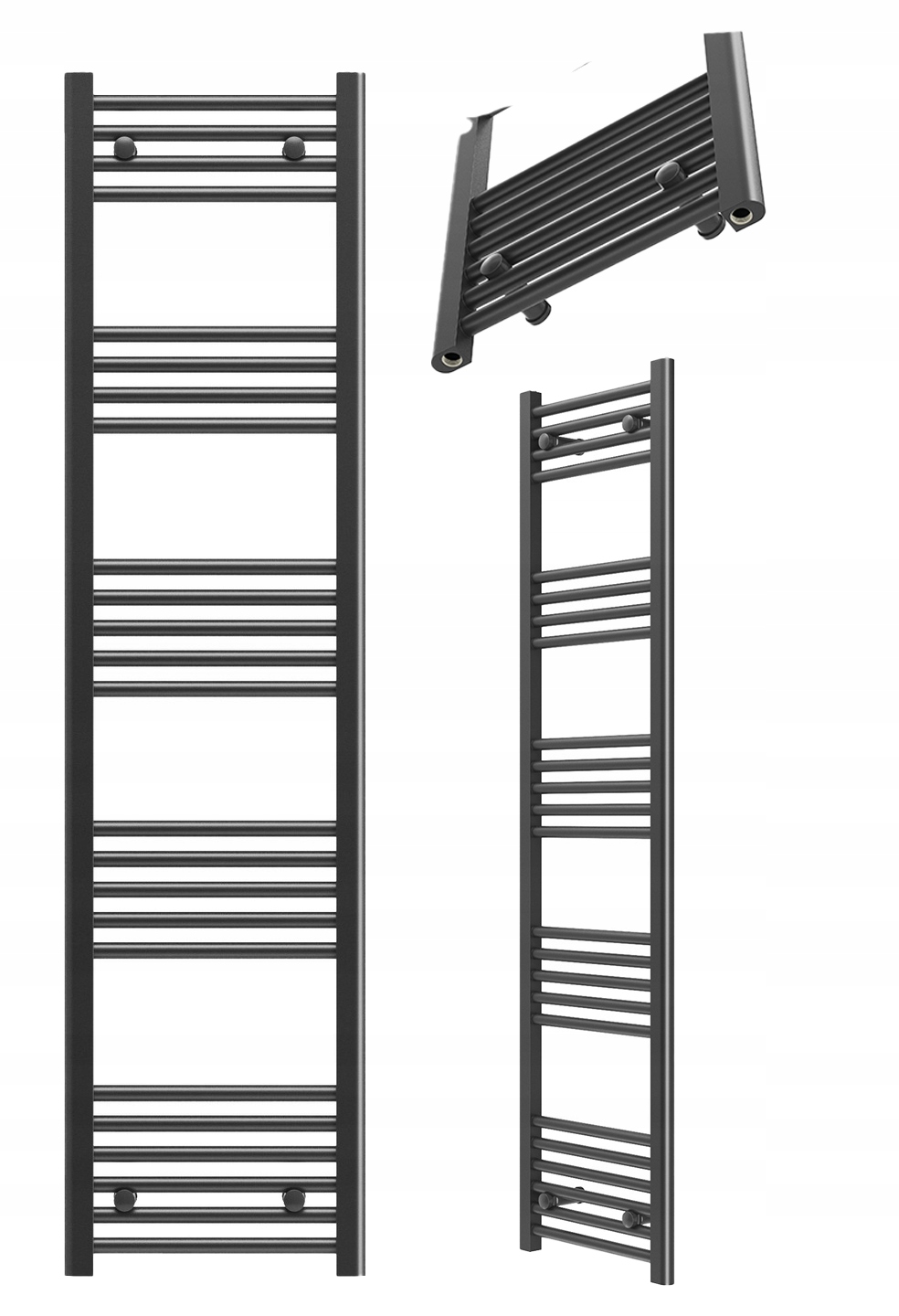 Kúpeľňový Ohrievač Čierny Rebrík 40x160 cm Kaloryfer Breno Montáž 180°