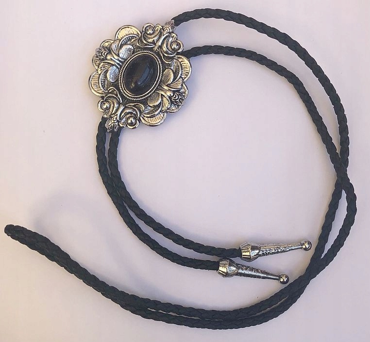 Bolo kravata westernová pískovcová modrá pletená přírodní kůže bolo tie