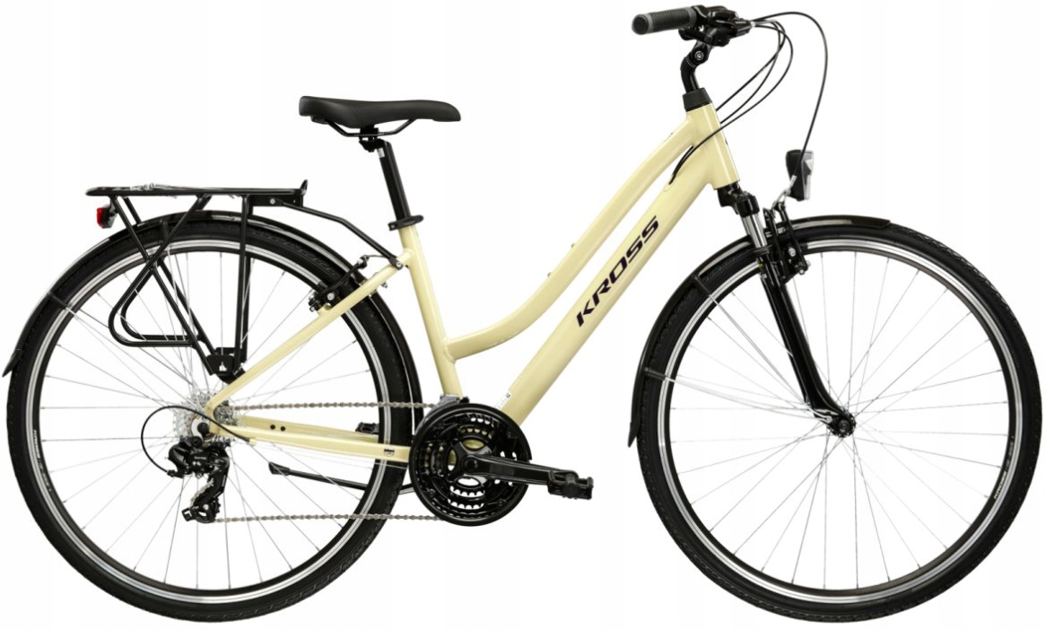 Rower trekkingowy Kross Trans 1.0 D S(15") 28 Beżowy Fioletowy Połysk