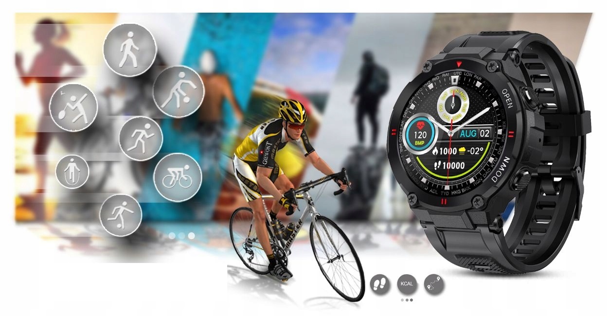 SMARTWATCH MĘSKI ROZMOWY TĘTNO SMS FB PULS 400 mAh Komunikacja Bluetooth
