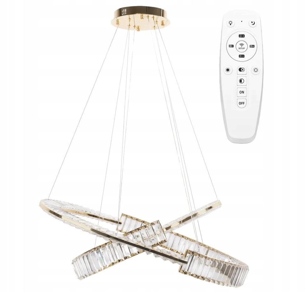 Lampa APP1524 Led złota kryształowa sufitowa żyrandol pilot