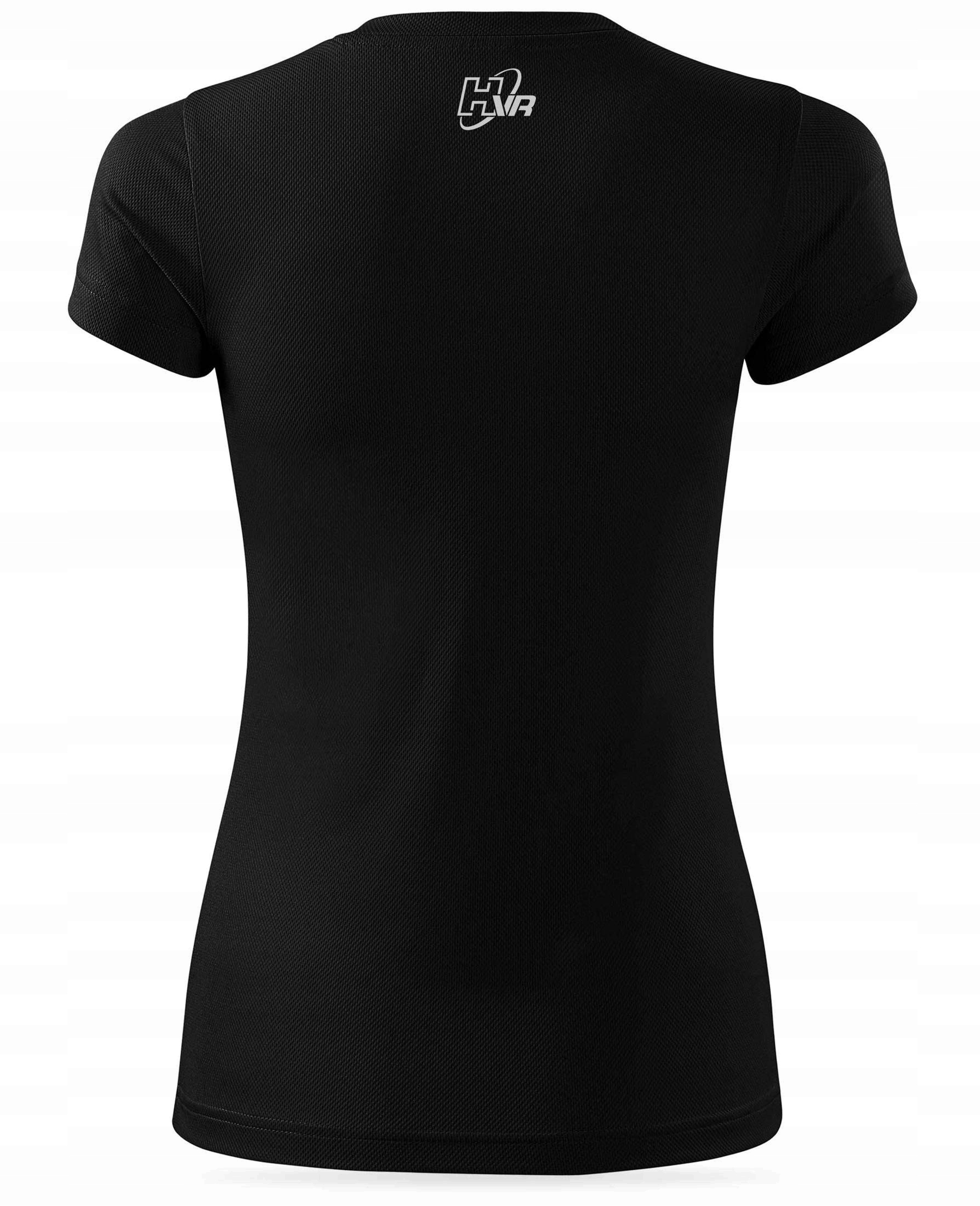 Techniczny T-shirt damski nadruk odblaskowy ROWER Rękaw krótki rękaw