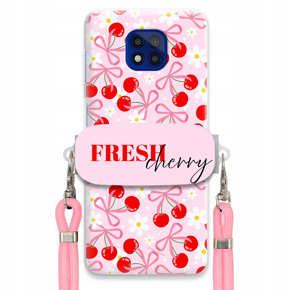 Puzdro pre Motorola G Power 2021 Case Držiak šnúrok Ružový Fresh Cherry Kokardy