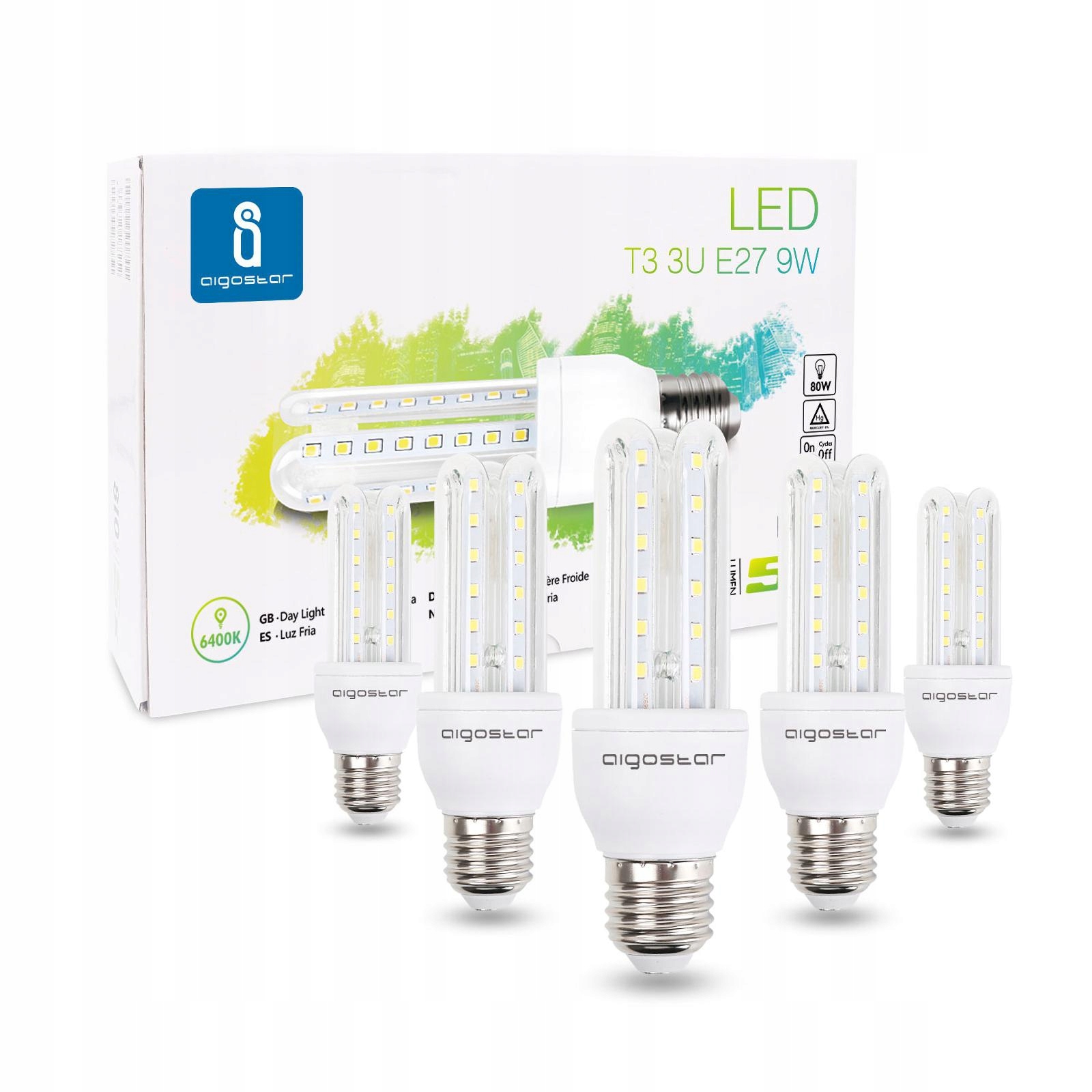 

5 szt Żarówka Led Aigostar E27 9W