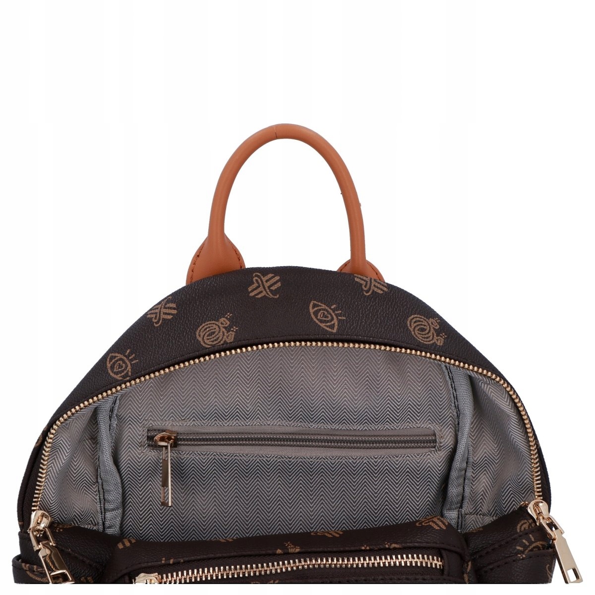 Plecaczek Damski firmy Herisson 1552H520 Czekoladowy/Rudy Kolor okuć złoty