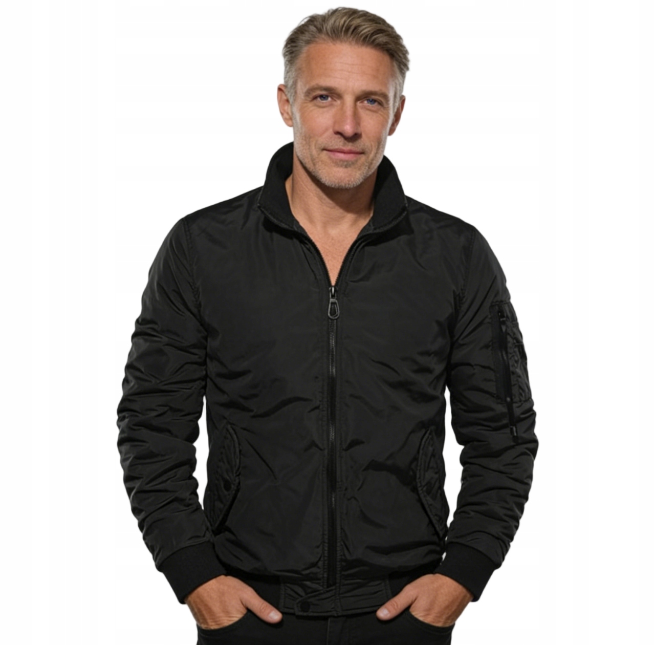 Pánská přechodová bomber bunda s podšívkou a elastickými manžetami