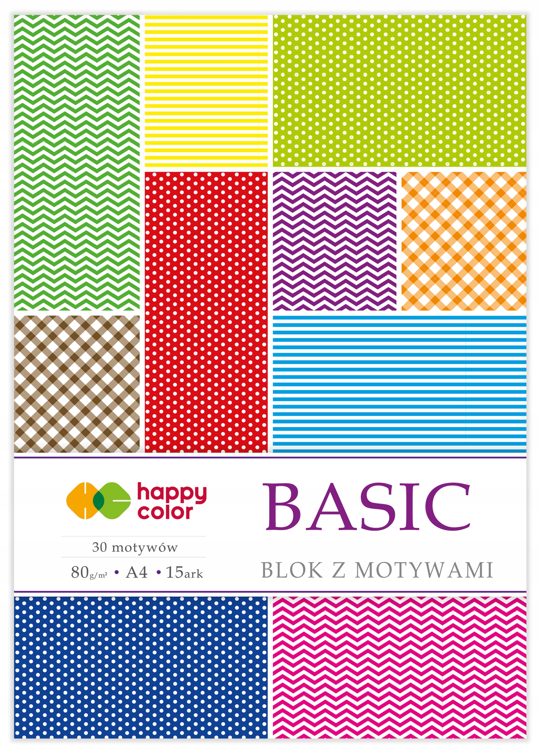 Blok z motywami Happy Color Basic A4 30 wzorów