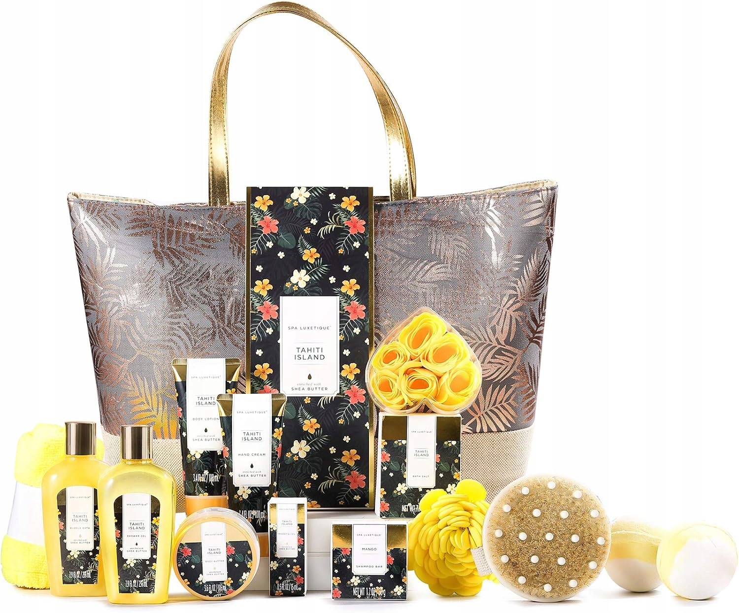 Spa Luxetique Bath Giftset pro dámy 15 kusů Tahitů, přírodní s taškou
