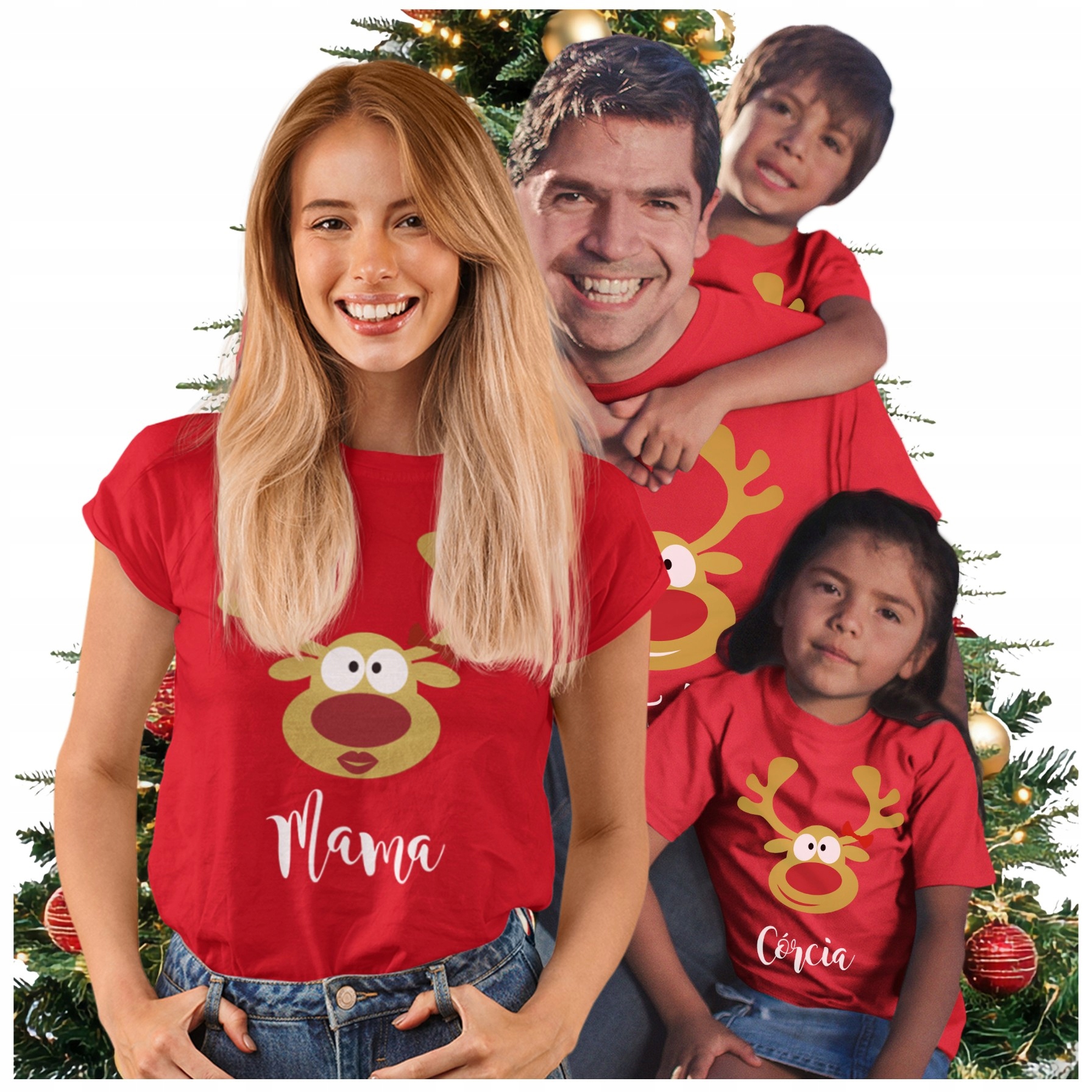 Vánoční Trička Pro Rodinu Maminka Táta Syn Dcera Sezení Pod Stromeček 4