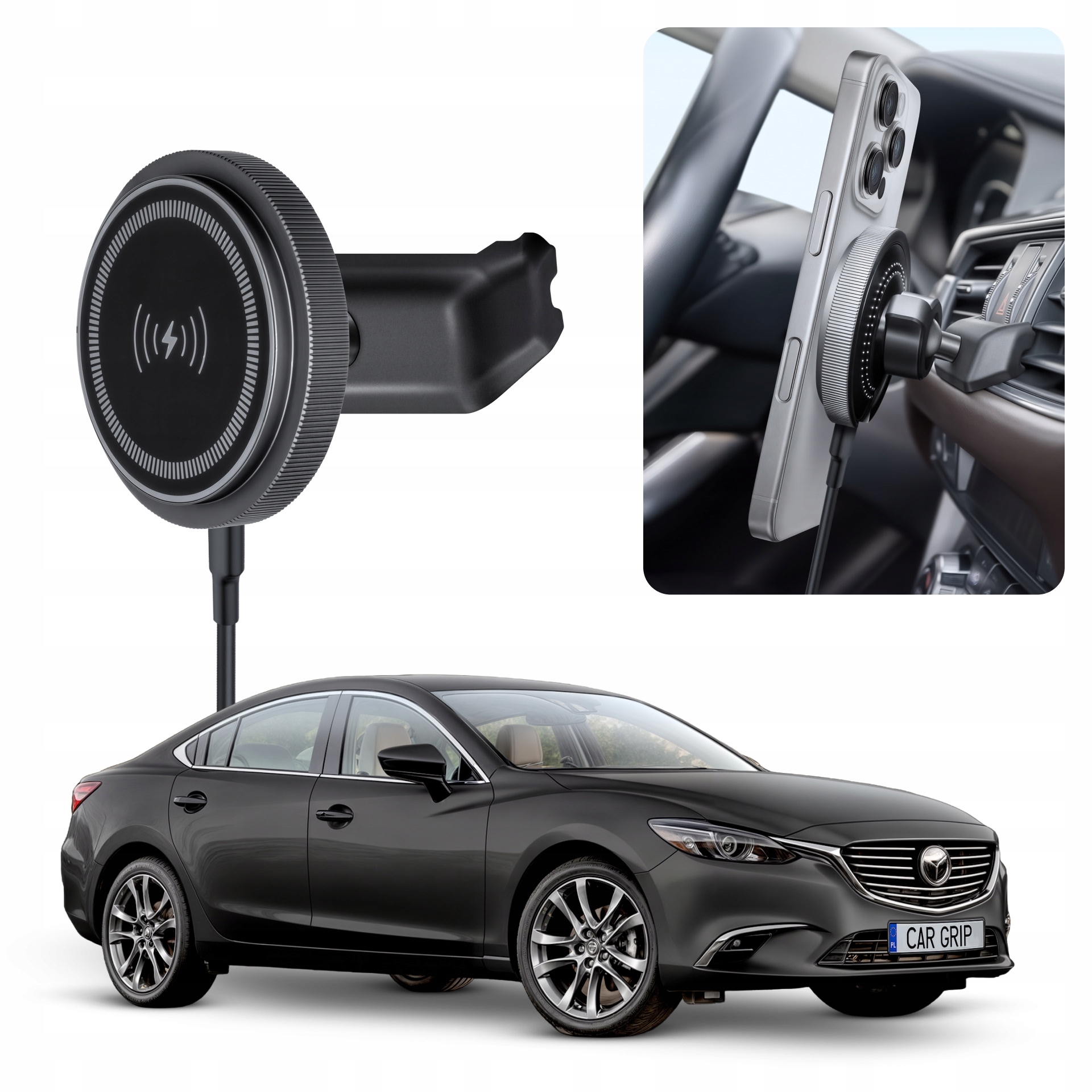 Uchwyt magnetyczny MagSafe z ładowaniem do Mazda 6 III Gj/gl (2015-) Fl