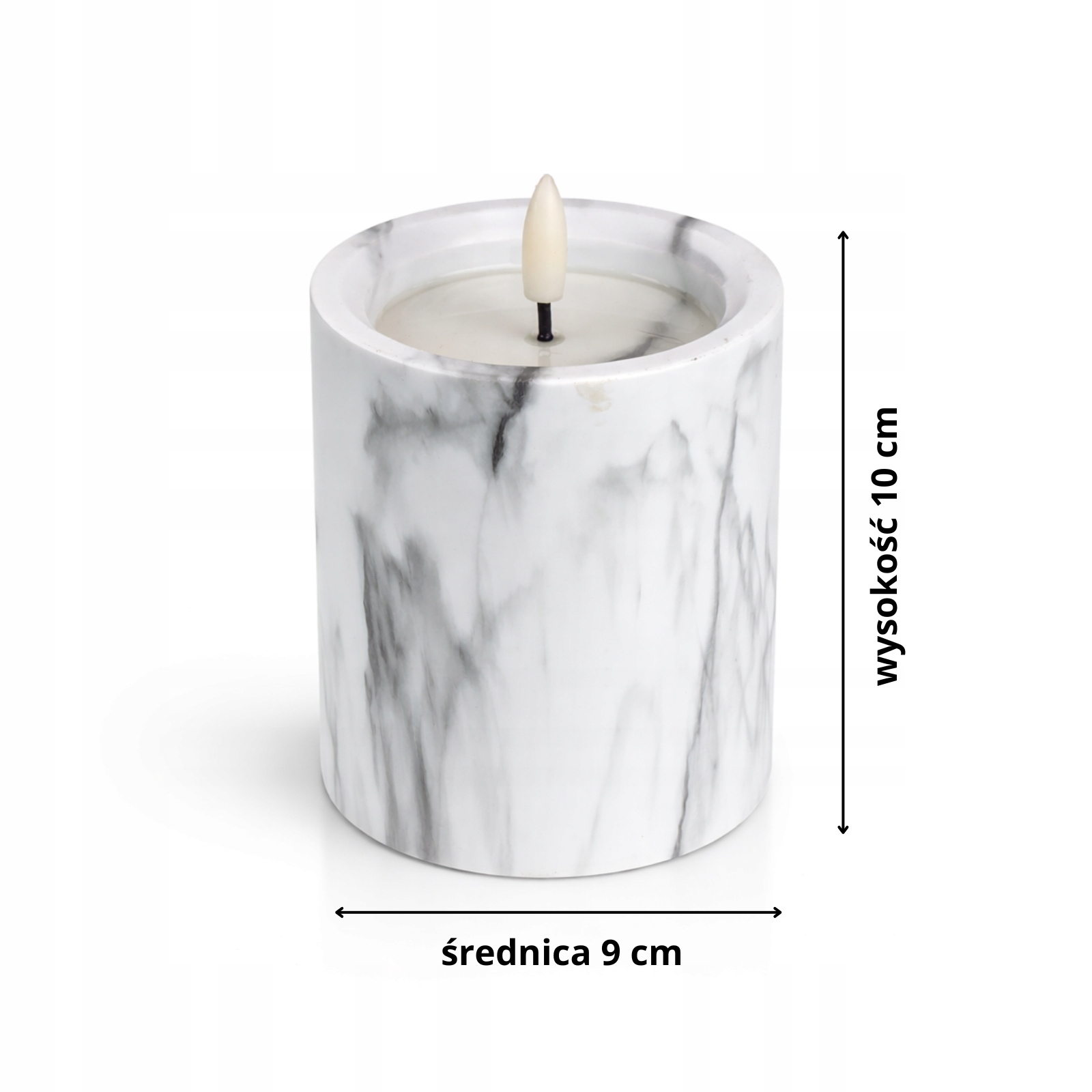 Świeca LED marmurowa – dekoracyjna lampka LED 9 cm x 10 cm