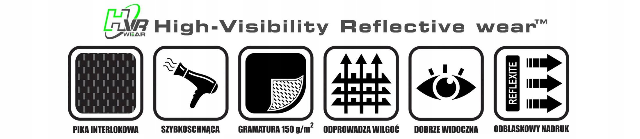 SPORTOWY TSHIRT ODBLASKOWY NORDIC WALKING HVR WEAR Kolekcja KOSZULKA TERMICZNA