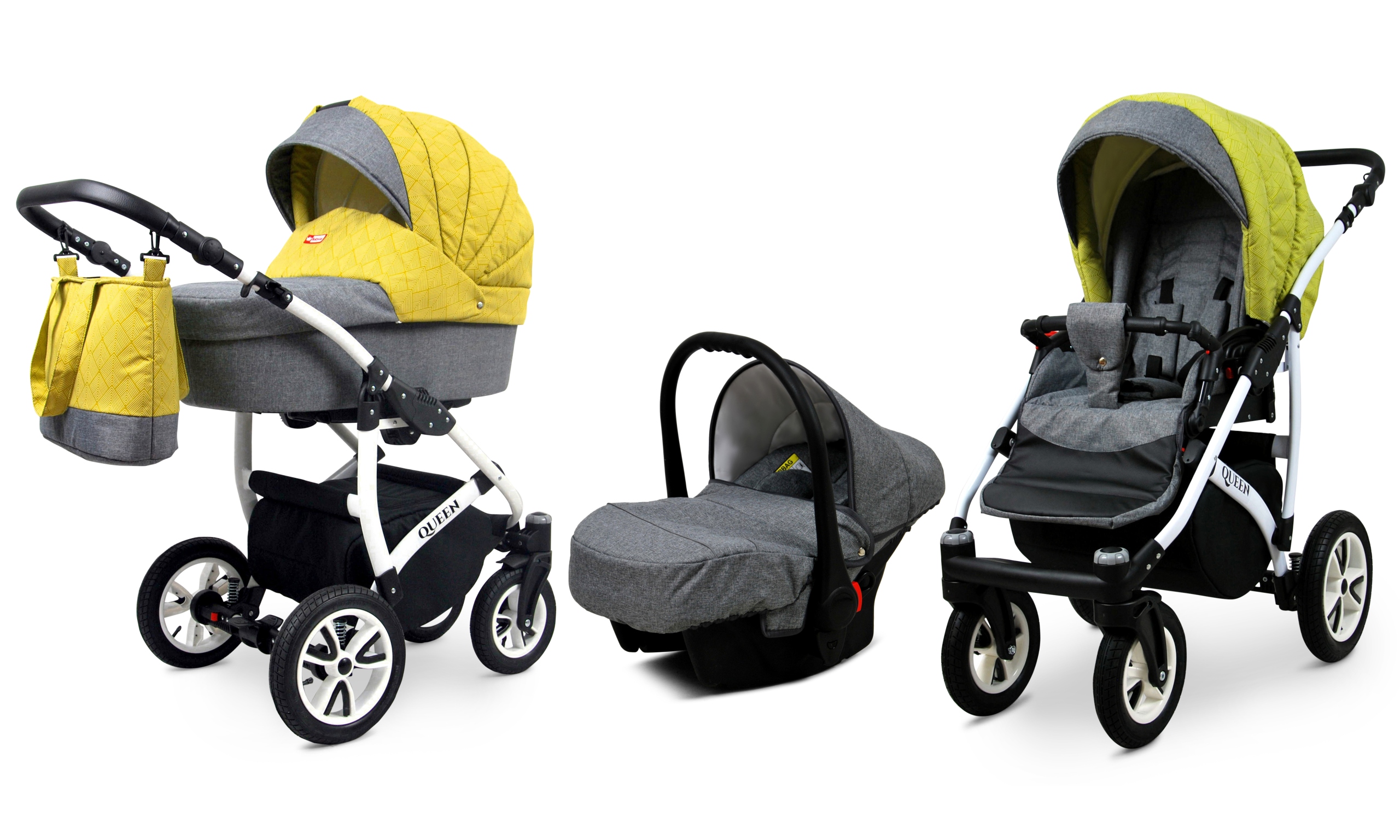 Wózek dziecięcy 3w1 BabyLux QUEEN gondola spacerówka fotelik samochodowy