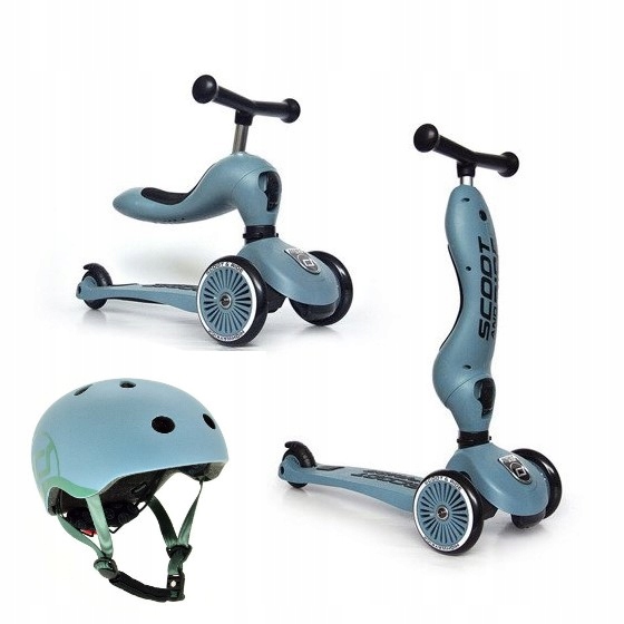 SCOOTANDRIDE 2w1 hulajnoga 1-5 lat Steel i KASK