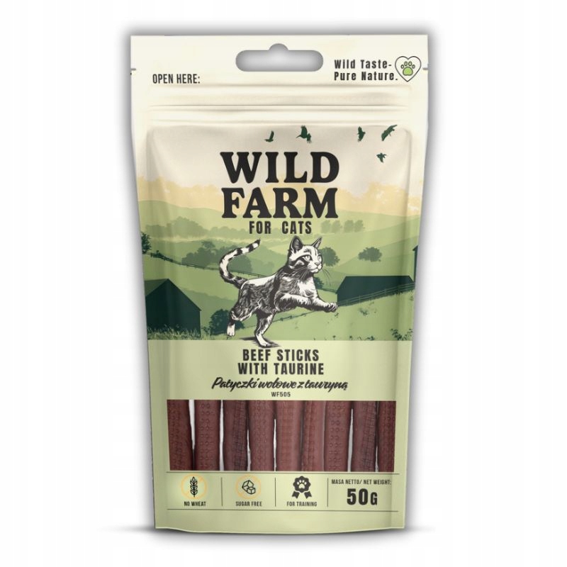 Levně 8X Wild Farm volské tyčinky s taurinem 50g pamlsek pro kočky