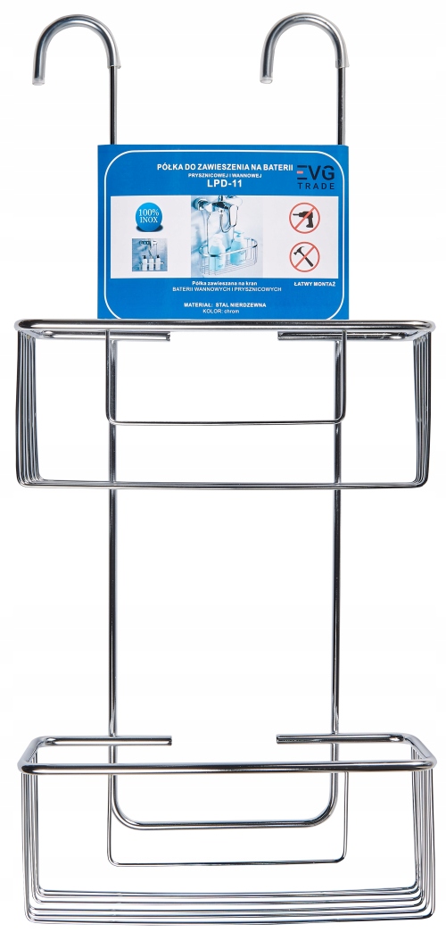 PÓŁKA ZAWIESZANA NA BATERIĘ PRYSZNICOWĄ PODWÓJNA WYSOKA CHROMOWANA LPD-11 EAN (GTIN) 5900779706026