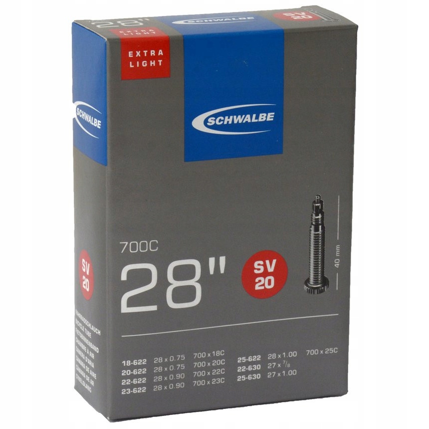 Schwalbe SV20 szosa Extra Light dętka Presta 40mm