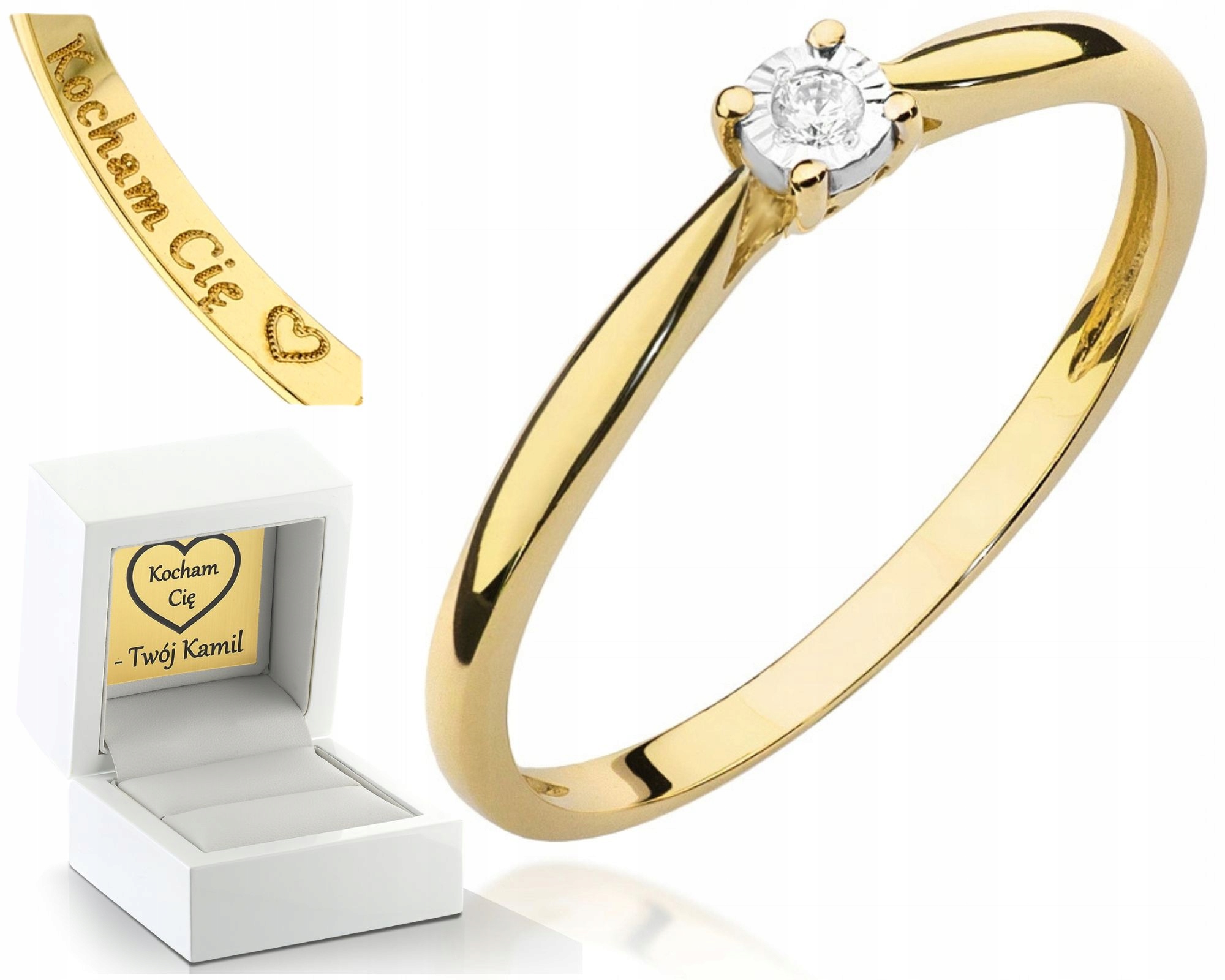 Zlatý Prstýnek S Briliantem Gravírování Bonus 585